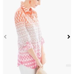 Chico's Button Up Ombre Shirt Women's medium 8 (Chico's Size 1)